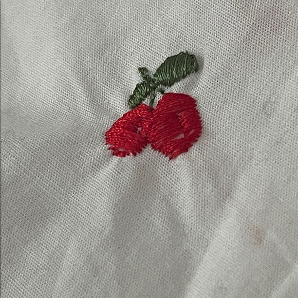 Cider Cherry Embroidery Mini Dress Women's Large Puff Sleeves Twee Cottagecore - Picture 6 of 8